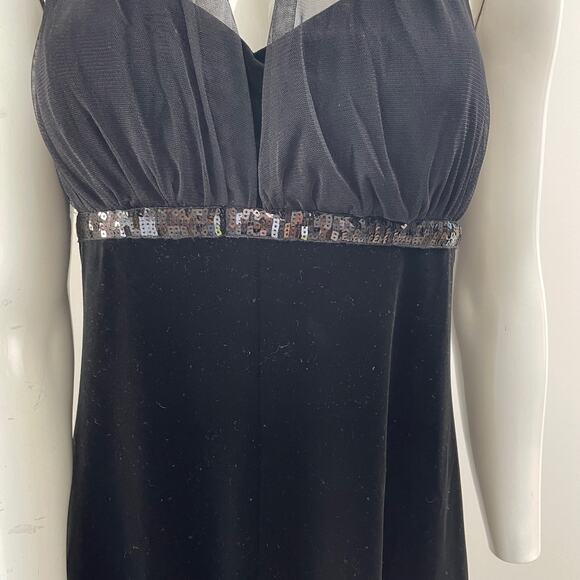 BLONDIE NITES Dress Womens 13 Black Midi Halter Stretchy Cocktail Holiday LBD - Picture 6 of 8